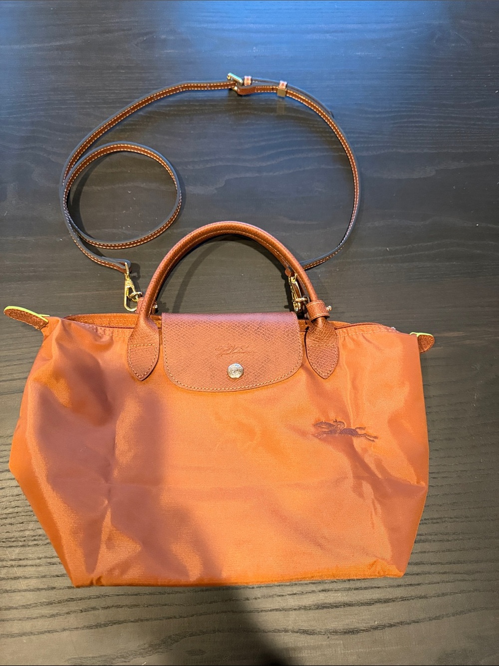 Longchamp Small Pilage Nylon Crossbody with Leather Trim
